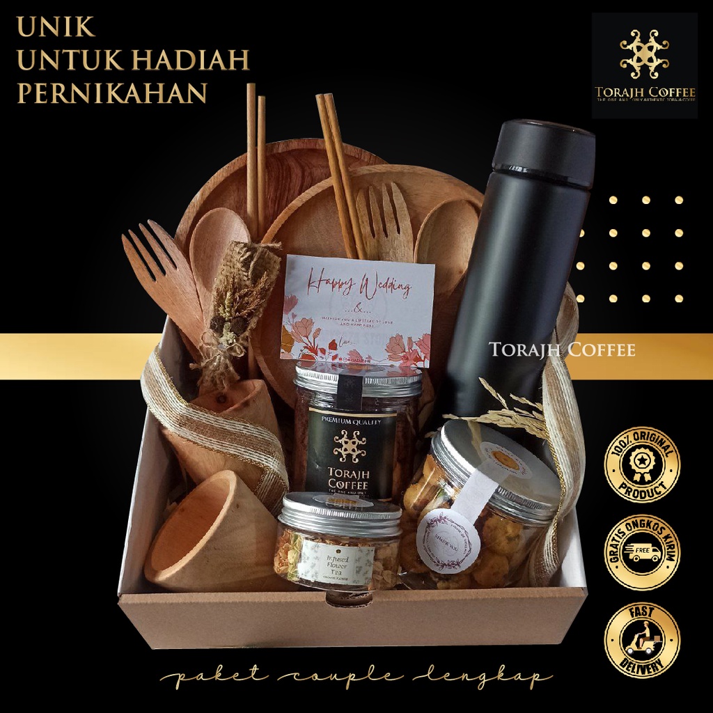 

Paket Hampers Hadiah Gift Kado Ulang Tahun Anniversary Pernikahan Alat Makan Tumbler Snack 1500gr By Torajh Coffee
