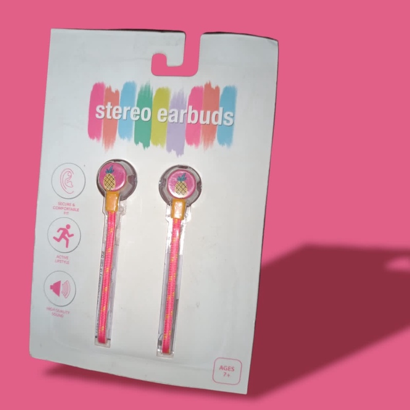 HEADSET / EARPHONE / HANSFREE STEREO EARBUDS CORAK KARTUN GAME PAC-MAN RUBBIKS DAN NANAS