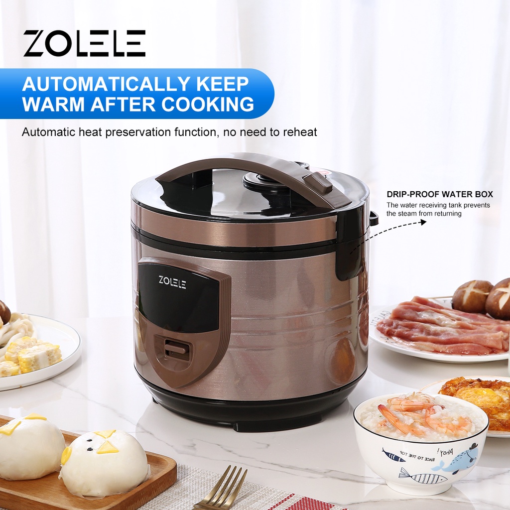 ZOLELE Rice Cooker Mini Penanak Nasi 3-5 Porsi Eletric Pressure Cooker Multi Non Stick Cooking Pot Panci Elektrik Multifungsi Steamer Low Watt Home Kitchen ZB501