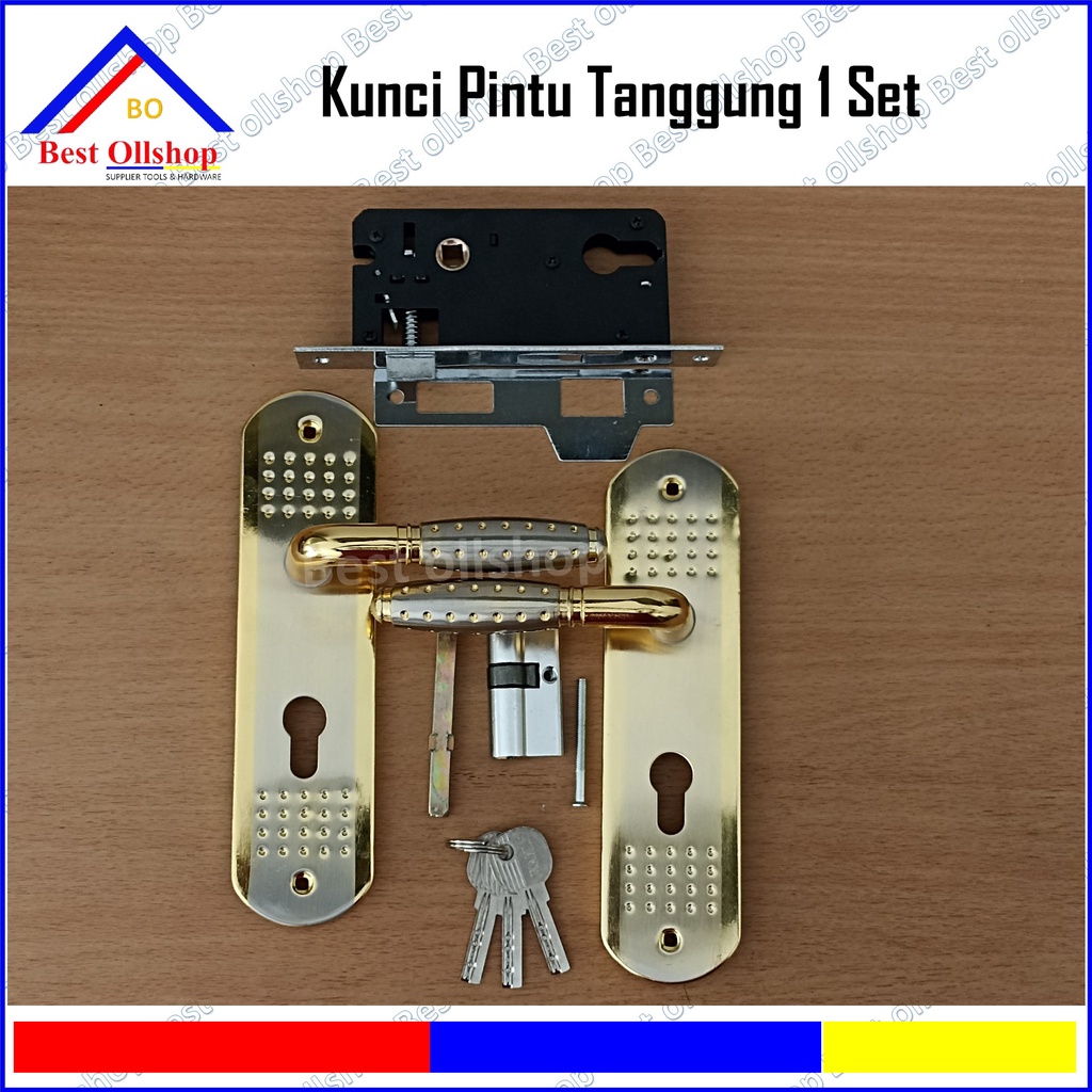 Handle Pintu Kunci Rumah Slot Set Tanggung Putih Kuning 01