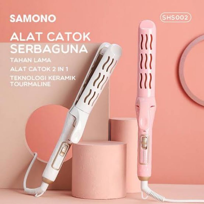 SHS002 Catok Rambut 2in1 Samono Hair Curler Straightener