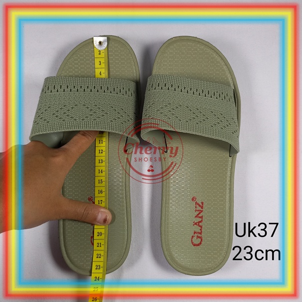 L1369 Sandal Selop Karet Wanita Glanzton Sendal Slop Cewek Turki Tali Jelly Motif Rajut Import