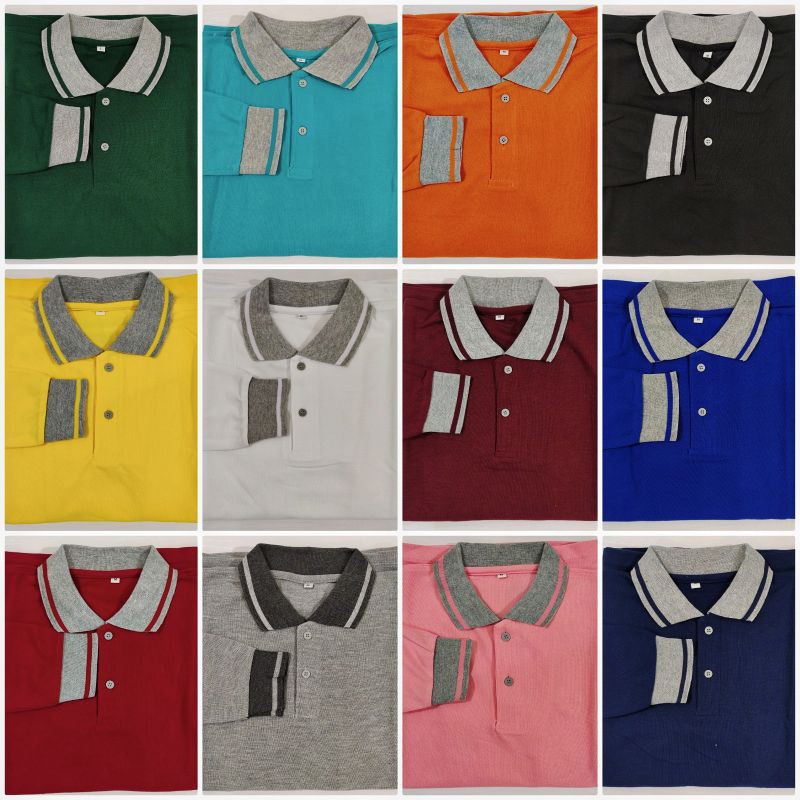 Kaos Polo shirt kerah polo Kerah Lakos Polos Lengan Panjang size M L XL XXL XXXL