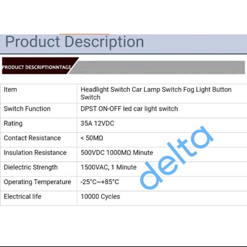 Saklar Switch Lampu Kabut  12V 35A lampu LED, ON/OFF universal