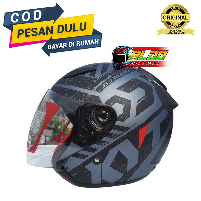 Jual HELM KYT DJ MARU MOTIF #16 MATT ALL GRAY BLACK | HALF FACE SNI DJ