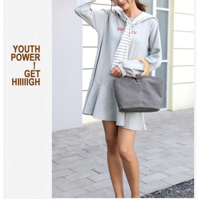 Tas Wanita Handbag Elegan special with wood hand carry - Debby Bag - Putih