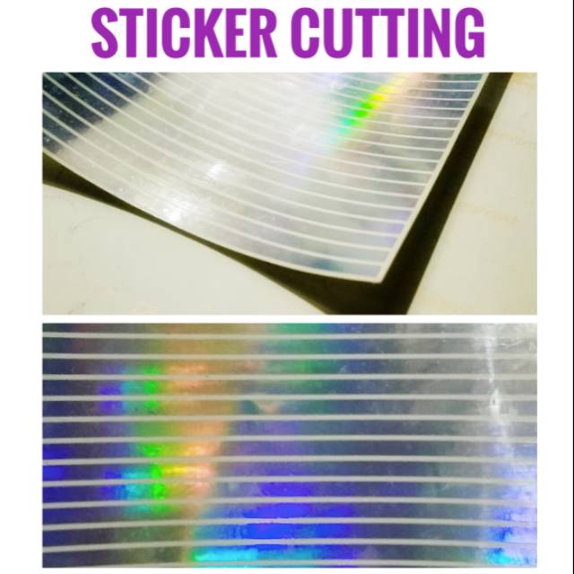 Stiker Cutting Motif Garis Sticker Hologram Mata Kail Metal Jig