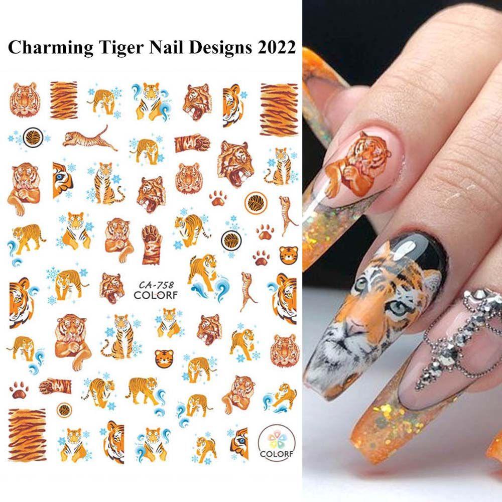 AUGUSTINA Agustina Stiker Nail Art Tahun Baru Decal Lucu2022Tahun Baru Retro DIY Alat Kuku