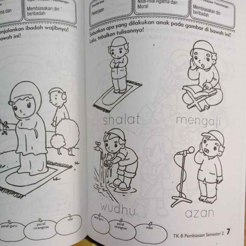 Buku TK B Belajar Pengembangan kemampuan Pembiasaan Moral/Agama/Prilaku