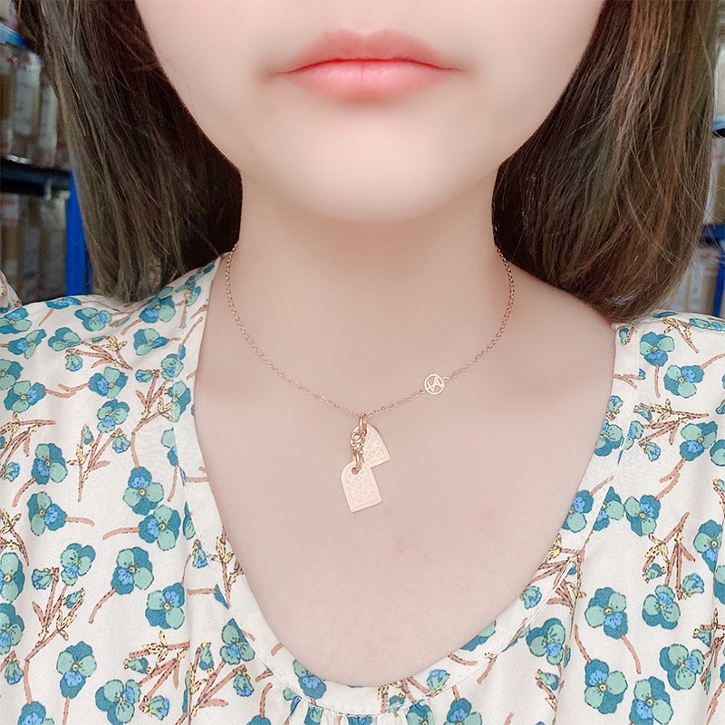 Kalung plat double titanium korea style anti karat