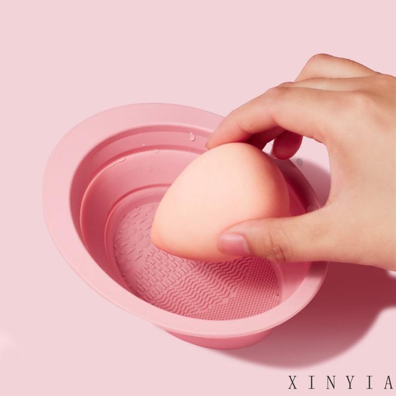 【Bayar di tempat】Foldable makeup brush cleaning bowl Wash Tool Ember Lipat Mini Cuci Alat2 Rias Kuas Sponge