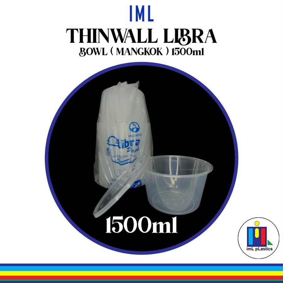 Kotak Makan Plastik THINWALL LIBRA BOWL MANGKOK 1500ml ( 1 set isi 25 pcs )