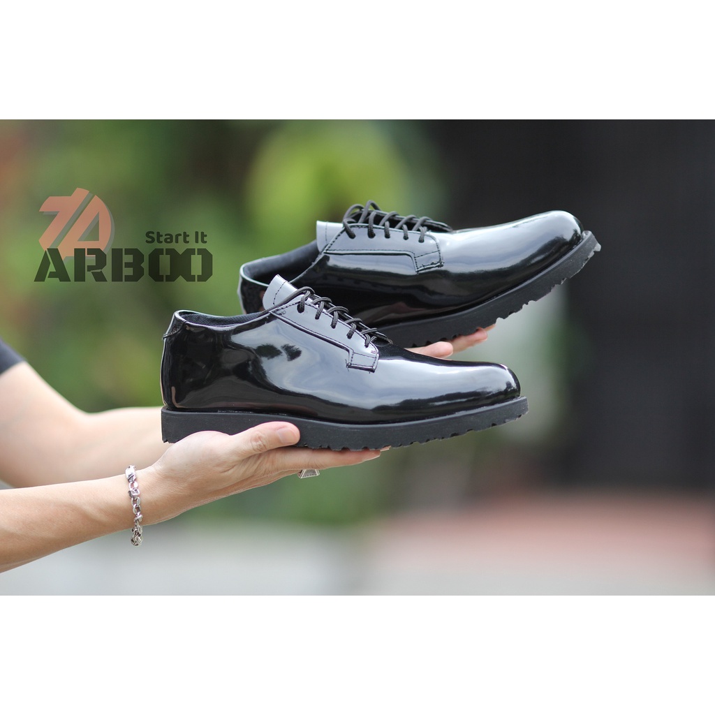 Sepatu  Pria PDH Pendek 01 Sol Rata TNI Dinas PDH TNI AD AL AU Pria POLRI Security Satpam Polisi Sep