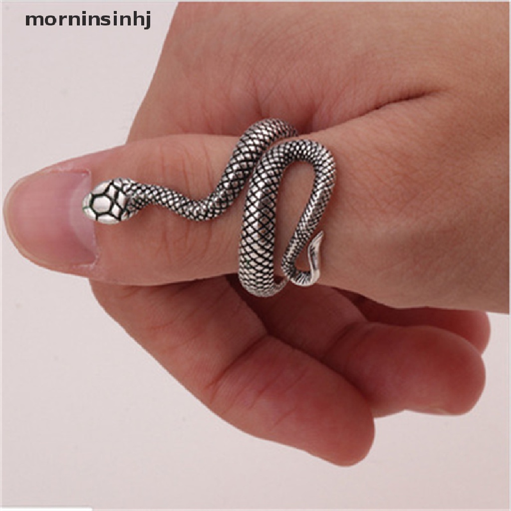 Mor Cincin Open Ring Adjustable Desain Ular Stereoskopik Gaya Retropunk Untuk Pesta