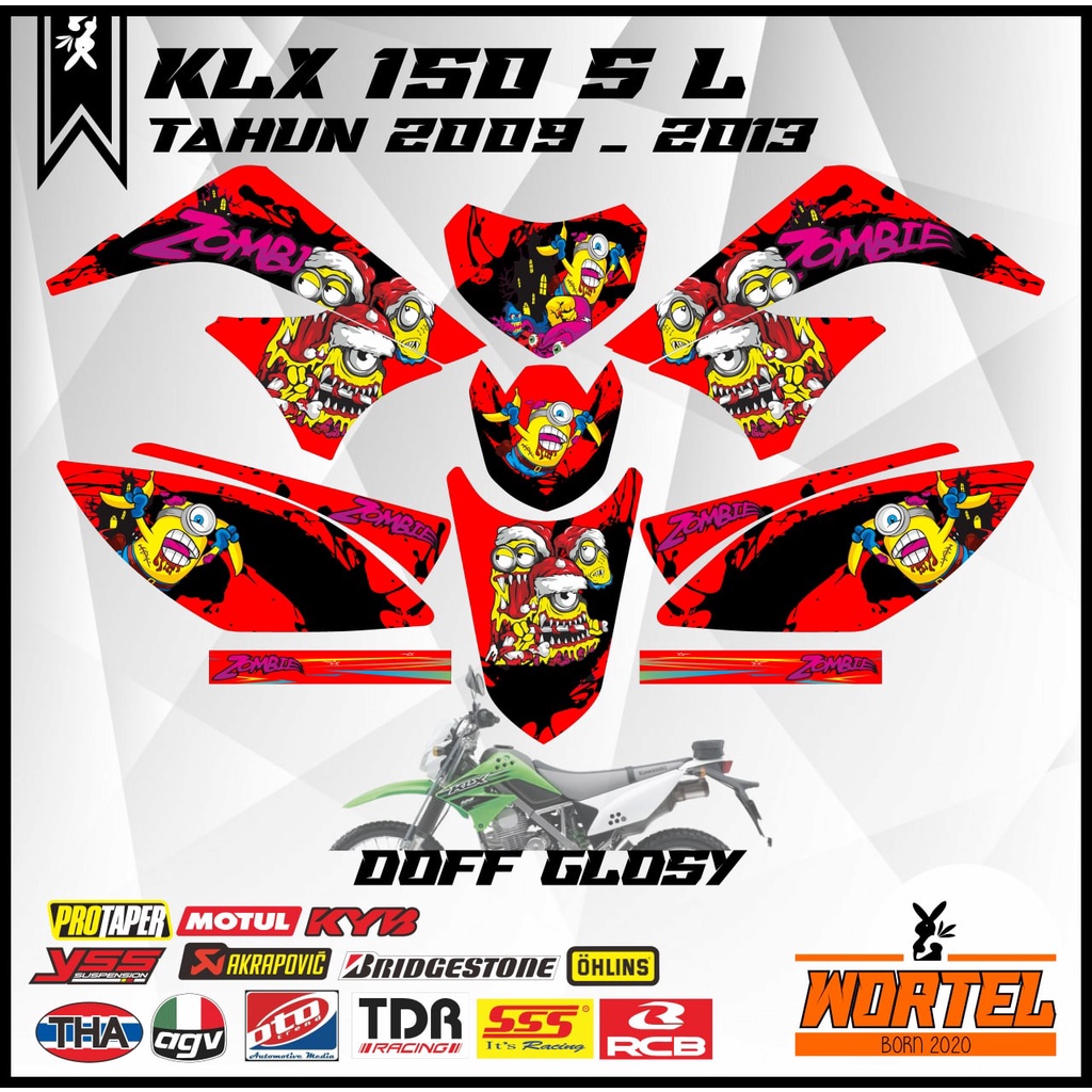 Sticker striping Hologram Decal Motor KLX 150 S/L/D TRACKER LAMA Minion (klx lama).