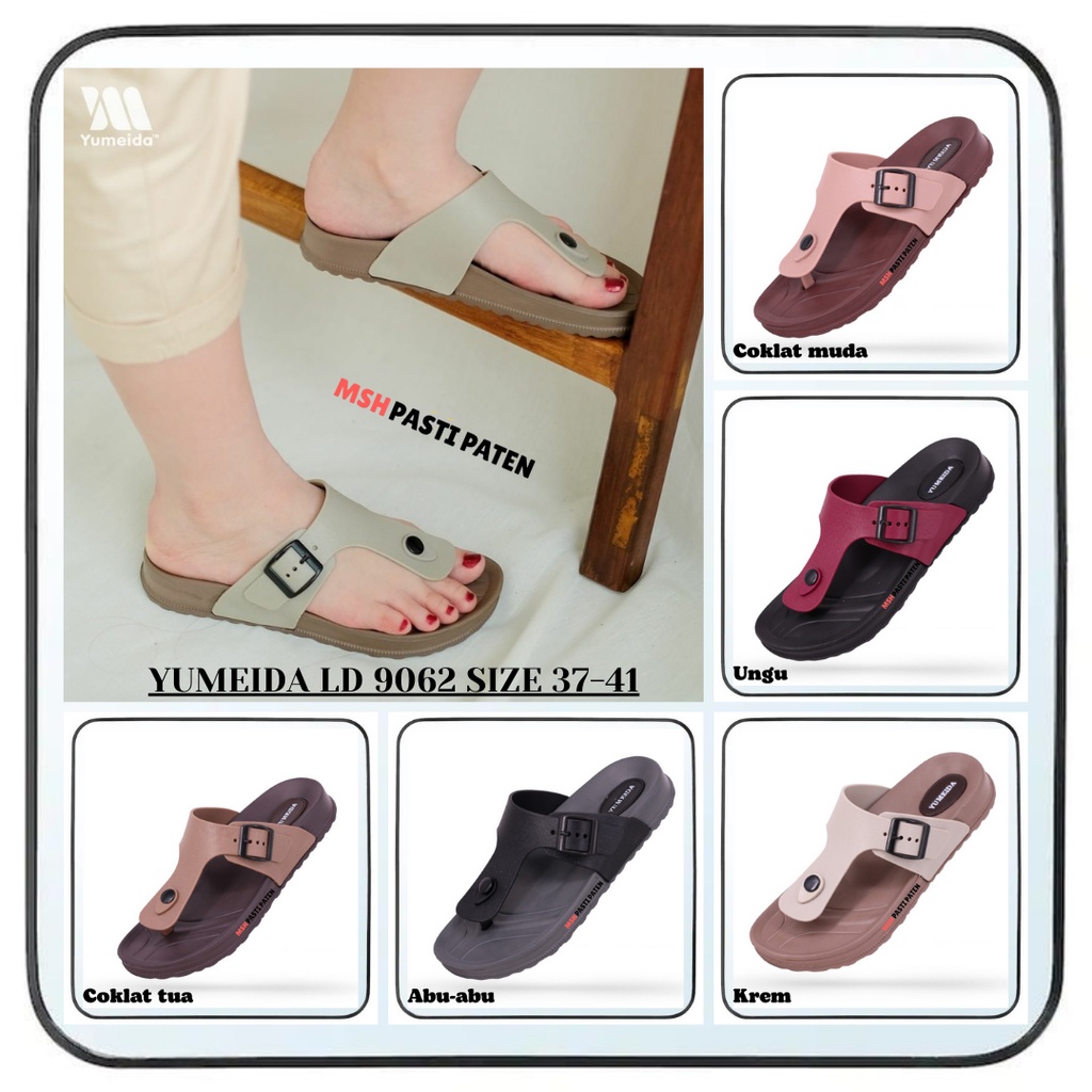 Sandal jepit wanita bahan karet tahan air ori yumeida gt 9062 ukuran 37-41