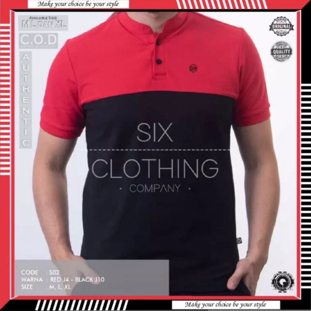 KAOS Six Kerah Gerimis POLO Sanghai Wangki Pria Dewasa 100% Original Premium Pakaian Baju Distro SIX