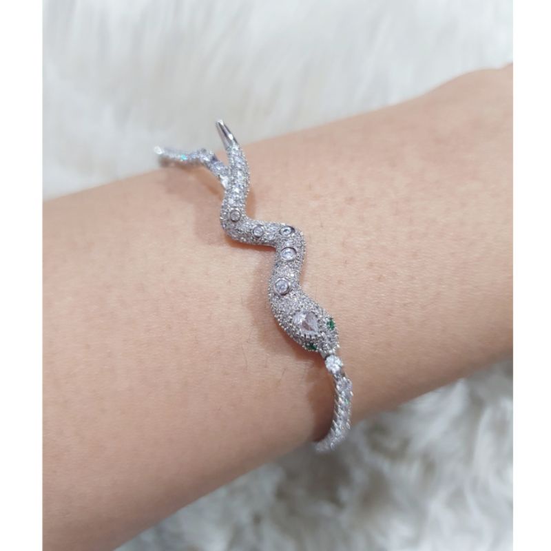 Gelang Premium Lapis emas Mirip emas asli Mata kilau Anti Karat anti alergi Model Serut Premium Quality Anti karat anti alergi Gelang Zircone gelang Zircon Gs-029