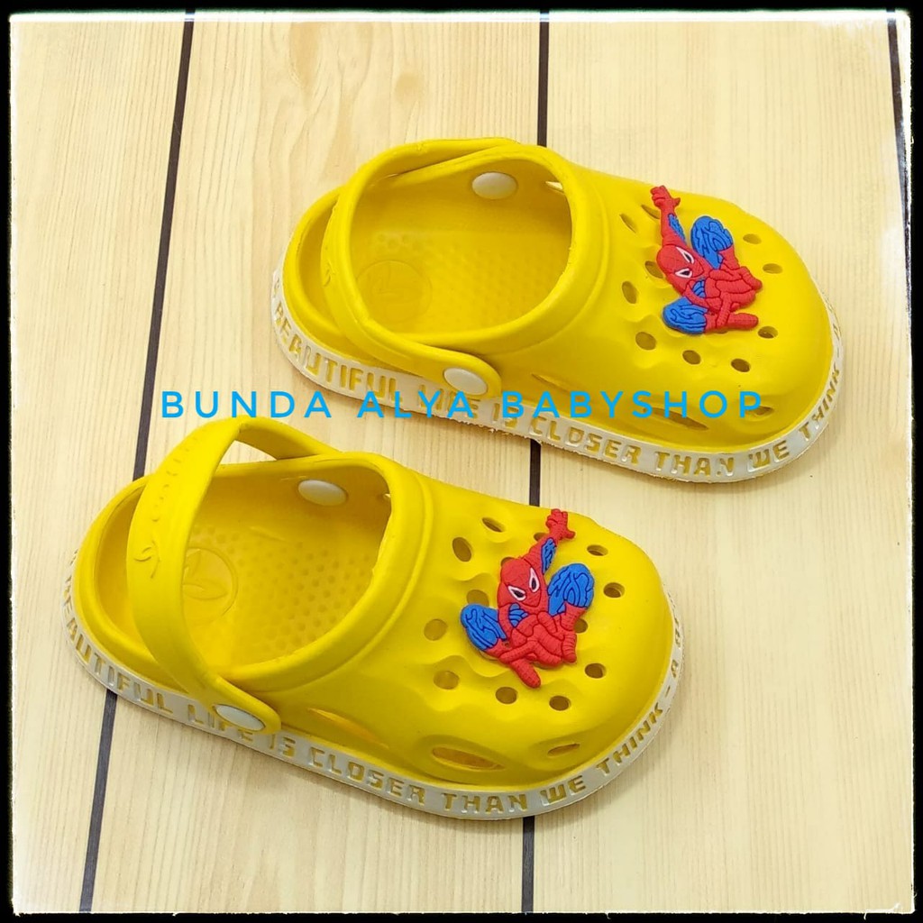 Sendal Anak Laki Laki Usia 1 2 3 4 5 Tahun KUNING Motif Kartun Karet - Sepatu Sandal Anak Cowok Karet Anti Licin Size 18 - 29