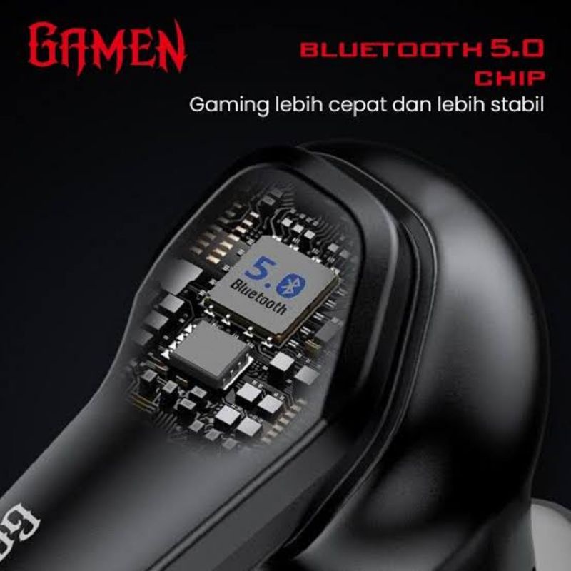 (GAMEN TWS) Headset Earphone Wireless Gaming Airbuds Smart Control Touch Low Latency 40 MS LED HD Sound in-Ear SIREENS