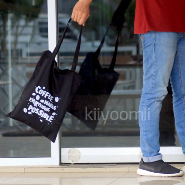 [BISA COD] [CASUAL] TOTE BAG COFFEE bahan drill halus premium