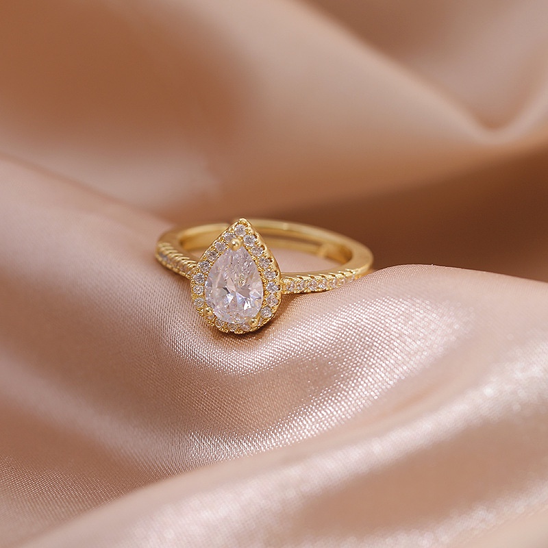 Korea air drop zircon cincin wanita Desain Terbuka indeks cincin kepribadian baru beberapa hadiah