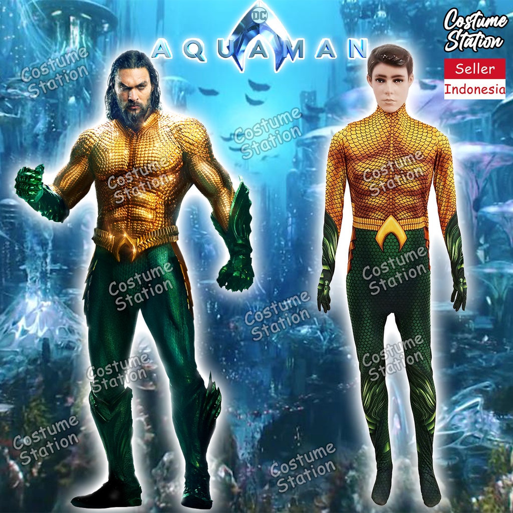 Kostum Aquaman / Costume Superhero Justice League pria dewasa