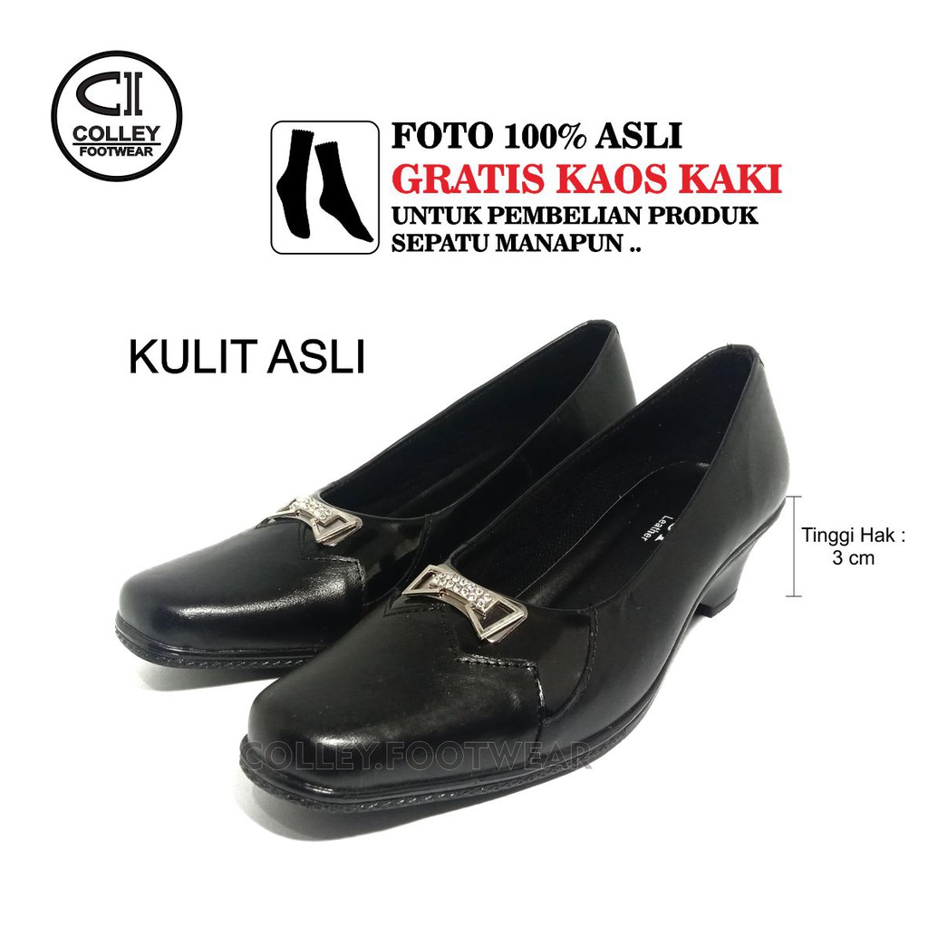 COD - Sepatu Pantofel Wanita 100% Kulit Asli / Ring Pita / Formal / Kerja Kantor / CLY-PTL-030