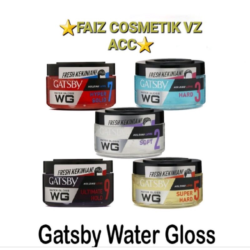 Gatsby Water Gloss Super Hard Soft Hyper Solid WG Merah Kuning Biru 30gr/Minyak Rambut Gatsby Water Gloss