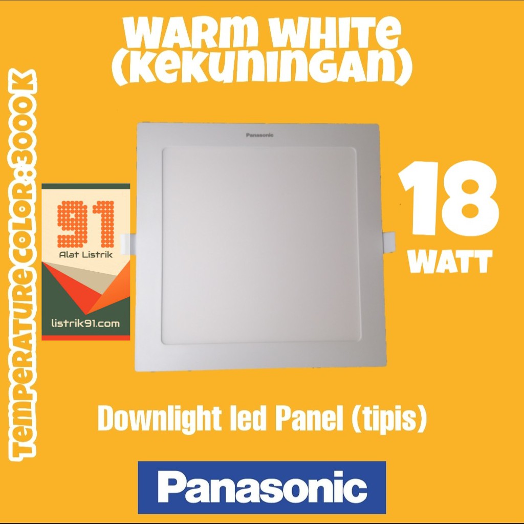 LED Downlight Panasonic Slim Kotak 18 Watt Kuning Warm White