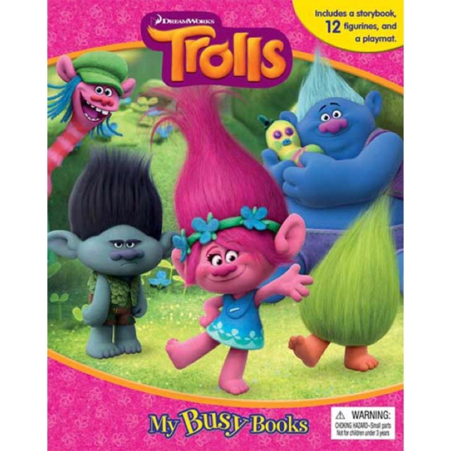 My Busy Book Dreamworks Trolls includes a Storybook, 12 Figurines and a Playmat