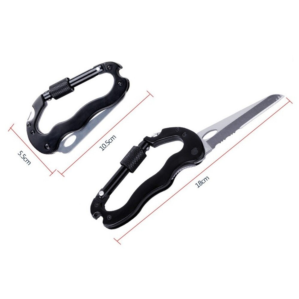 Gantungan Kunci Karabiner Pisau Lipat Carabiner Gantungan Kunci 5in1 Knife Survival EDC