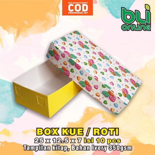 

Box Tutup Pisah 25 x 12,5 x 7 isi 10 / dus Kue / Kardus Roti / Packaging Kue / Kotak Roti
