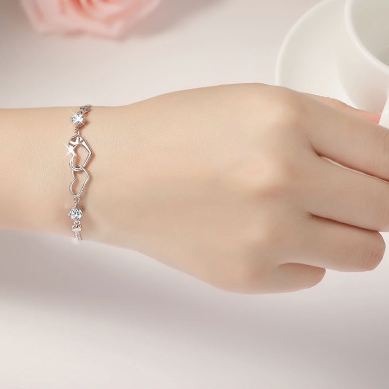 Korea Gelang Fashion Ganda Cinta Hati Bangle Wanita Perhiasan Aksesoris