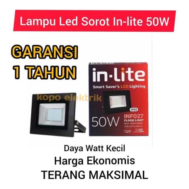 Lampu Led Sorot BERGARANSI Inlite 50w Putih 50 Watt