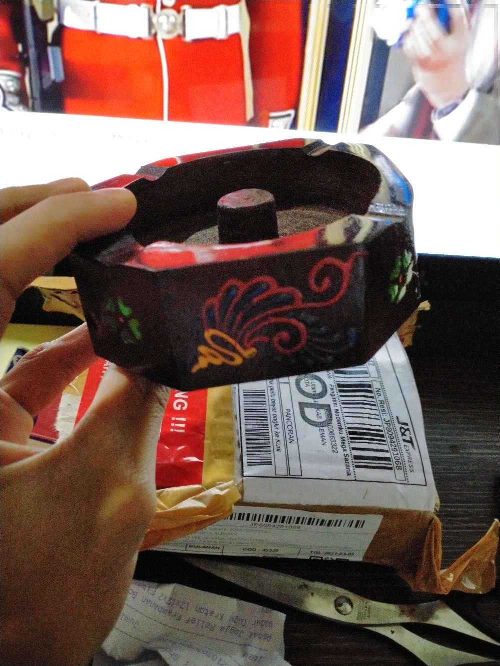 Asbak Kayu Etnik Kuik Bulat - Asbmrt01