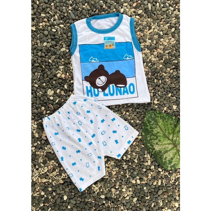 STELAN baju bayi laki laki perempuan murah lucu motif hulanao KUTUNG setelan 3-12 bulan ONE SIZE (SL018 RIB RANDOM)