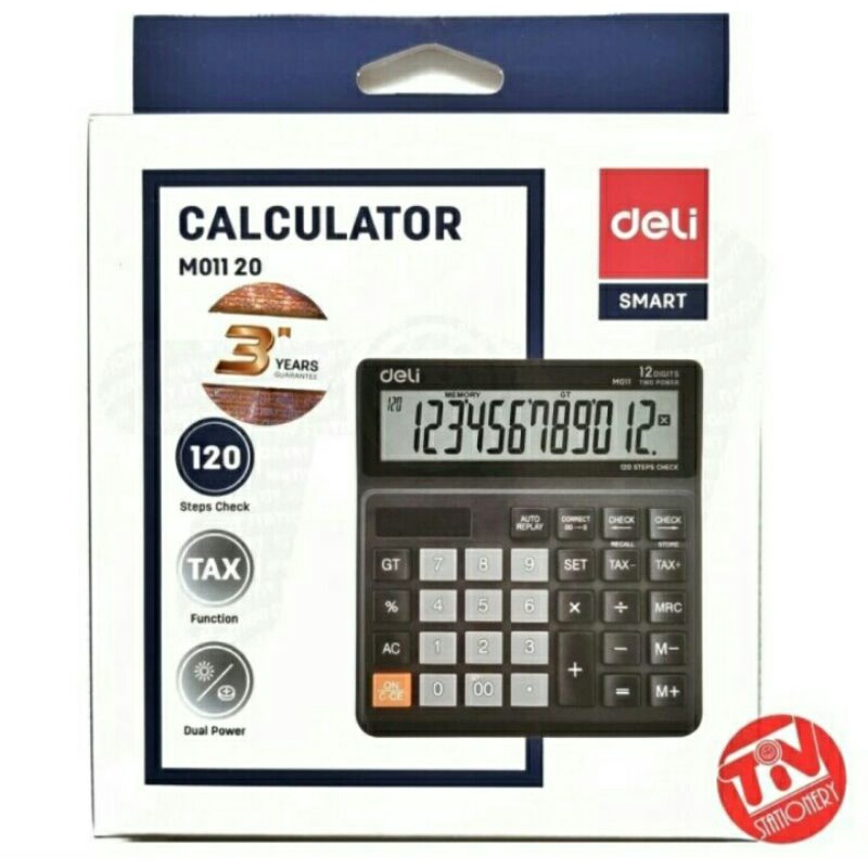 Kalkulator Deli Original M011-20 Smart Tax check &amp; Correct Dual Power 12 Digit