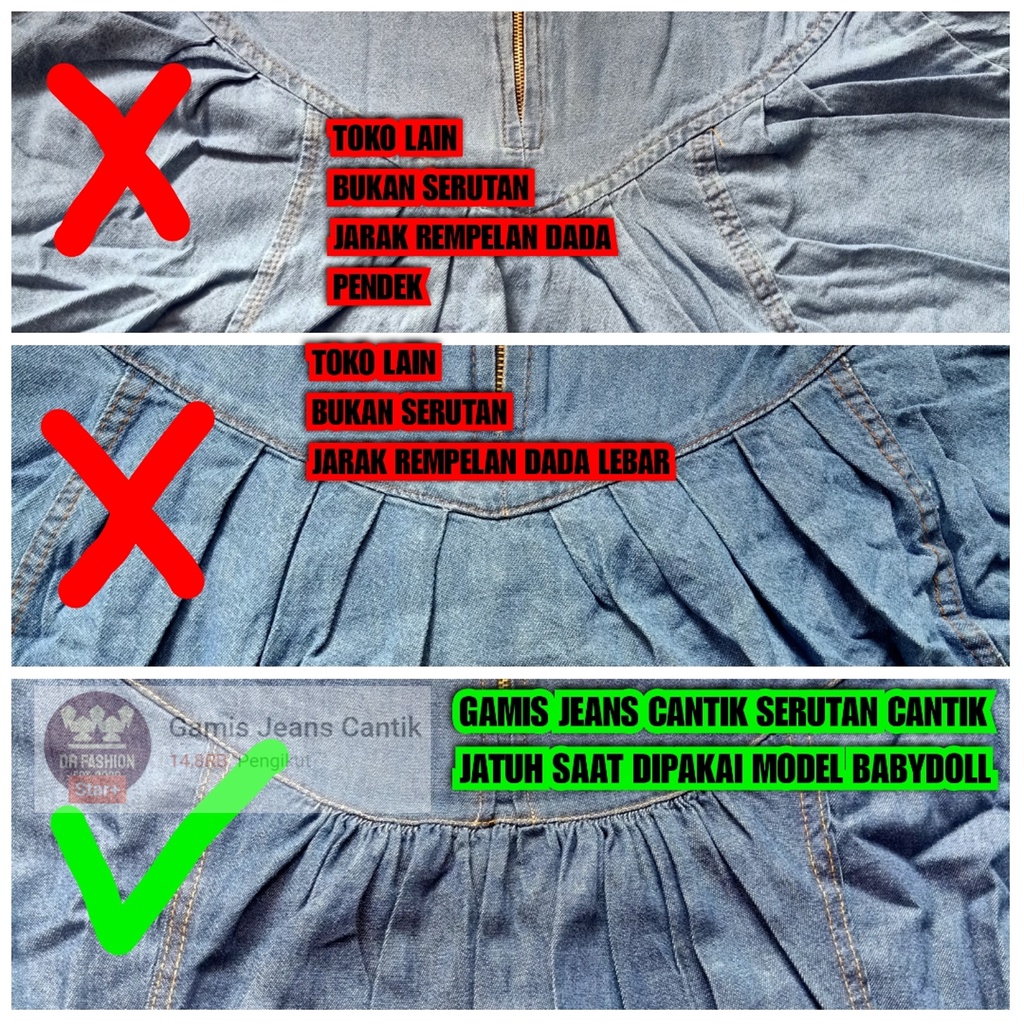 [BARU] Gamis Cantik Jeans ld90-122cm | Gamis jins wanita | Dress jens jumbo | Baju gamis jeans A-6