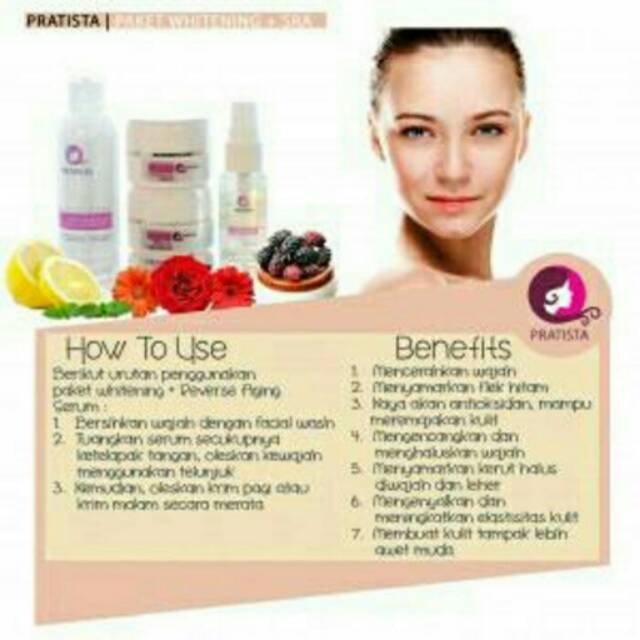 Pratista skincare Whitening+serum. Terdaftar di Bpom