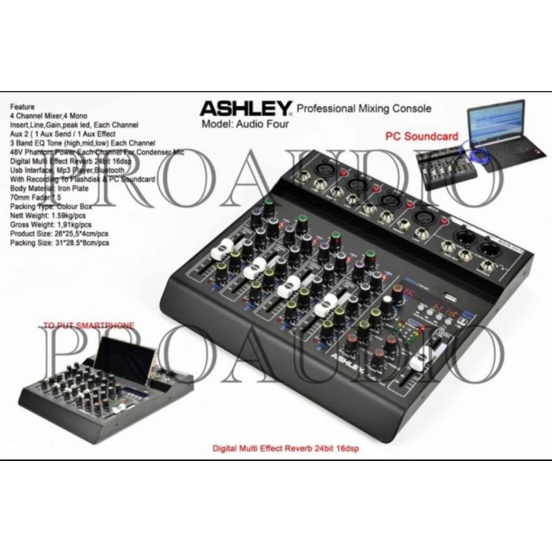 Mixer Ashley 4 Channel Audio Four 4 Original