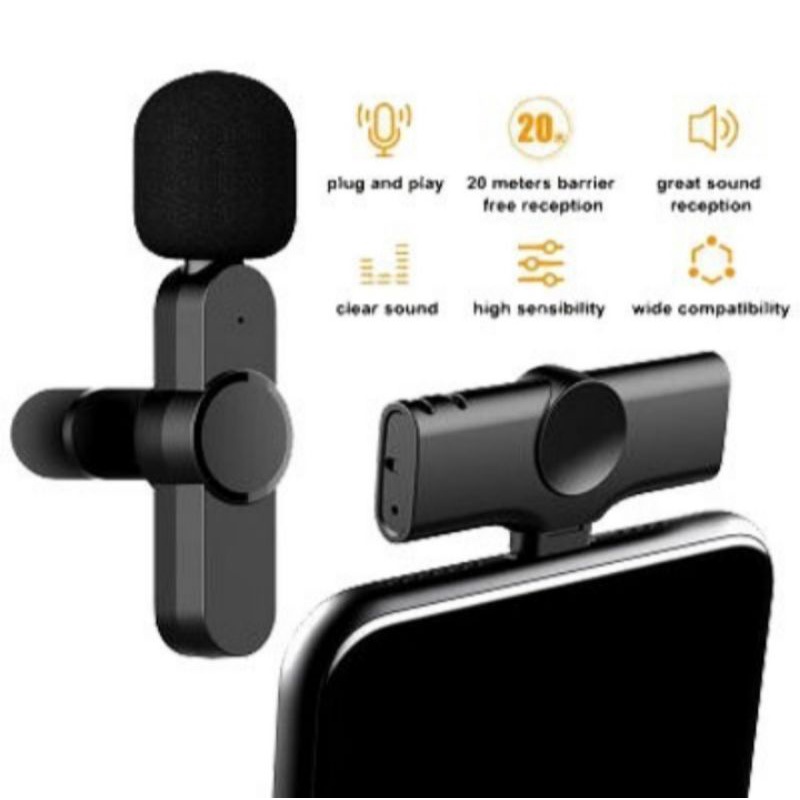 MICROPHONE WIRELESS TYPE IOS/LIGHTNING CLIP ON MICROPHONE PORTABEL UNTUK NGEVLOG/YOUTUBERS/TIKTOK