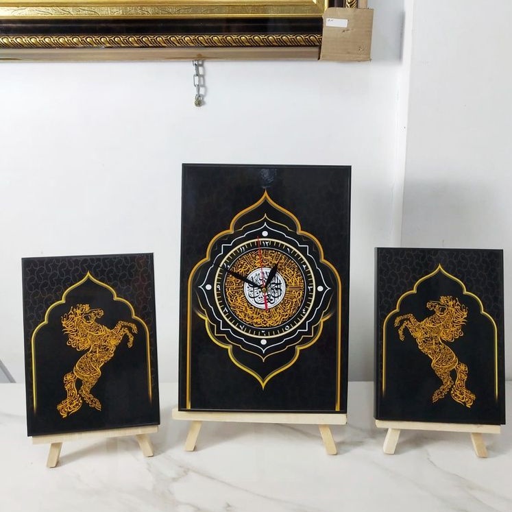 jam dinding kaligrafi Al fateha hiasan dinding kaligrafi Al-Fatihah