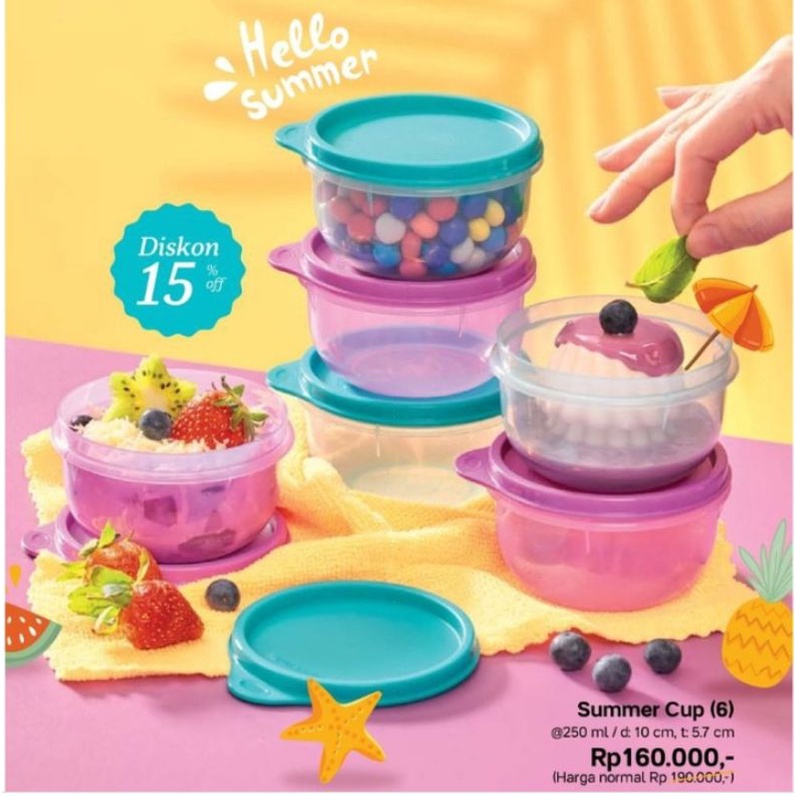 kiddie set tupperware/ summer cup tupperware 250 ml isi 6 pcs