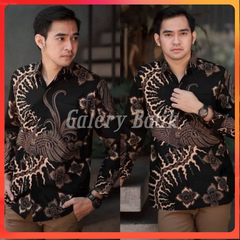 Kemeja Batik Pria Lengan Panjang Premium HRB026 Motif KERATONAN Kode 002 size M L XL XXL Reguler