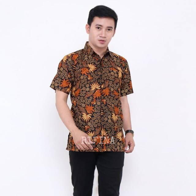 Batik Pria Lengan Pendek Kenongo Hem Pendek Padi Pekalongan M L Xl Batik Pria Murah Modern Grosir
