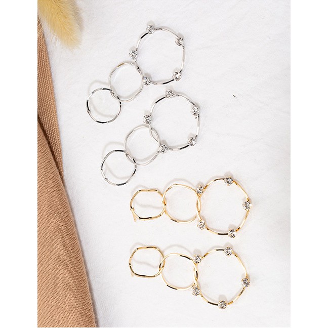 LRC Anting Tusuk Fashion Round Stitching Stud Earrings F4882X