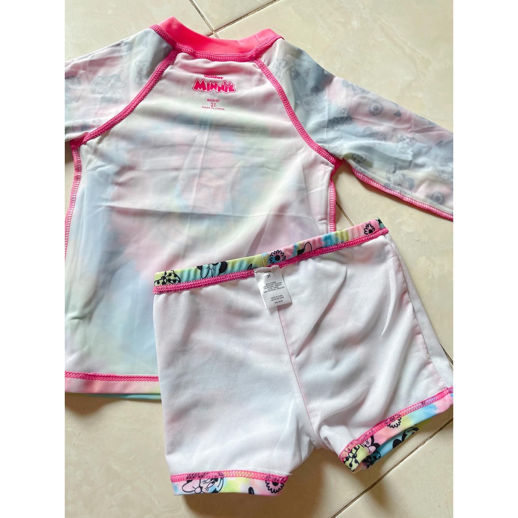 MINNIE baju renang anak perempuan tangan panjang 2 piece swimsuit 2 layar