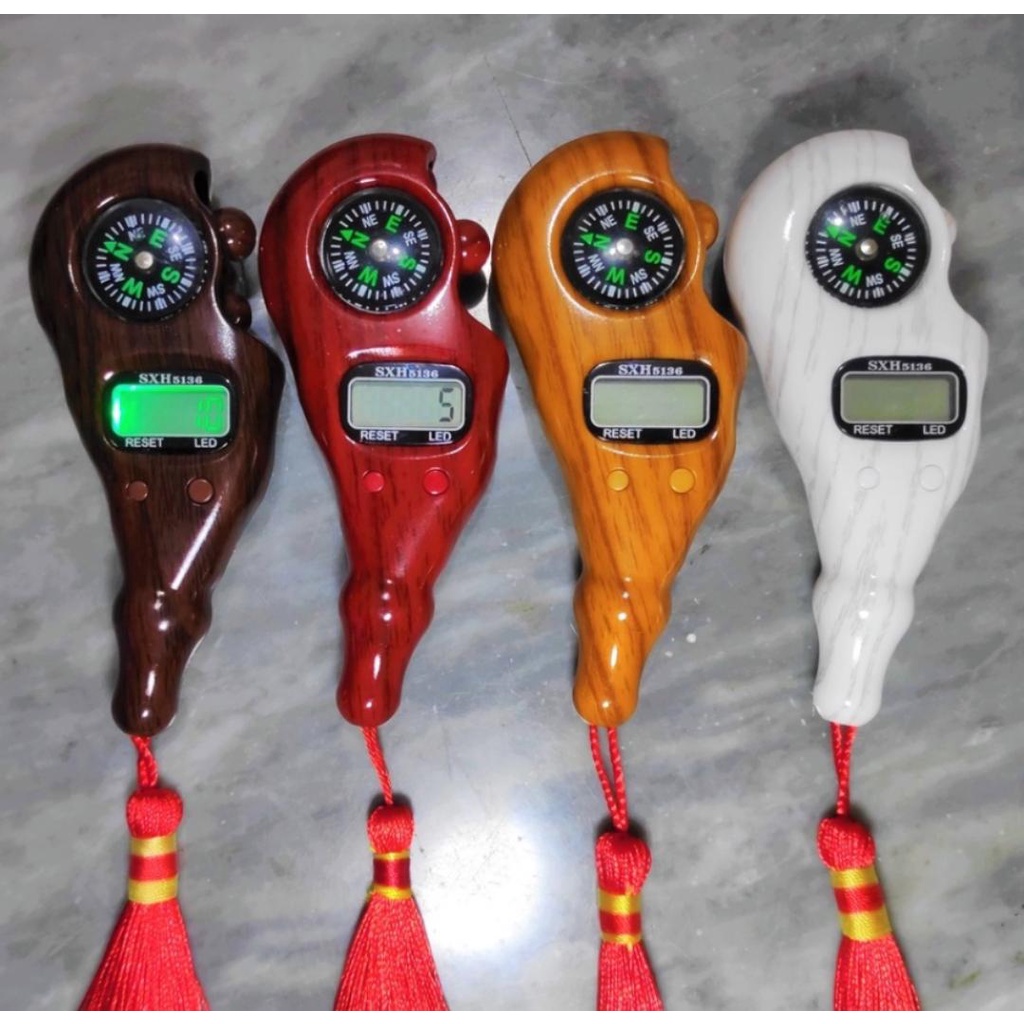 Tasbih Digital LED Kayu Manik Alat Hitung Motif Kayu Tally Counter Compas