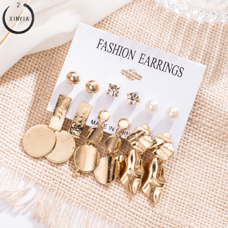 1 Set/6 pcs Paduan Anting Aksesoris Fashion